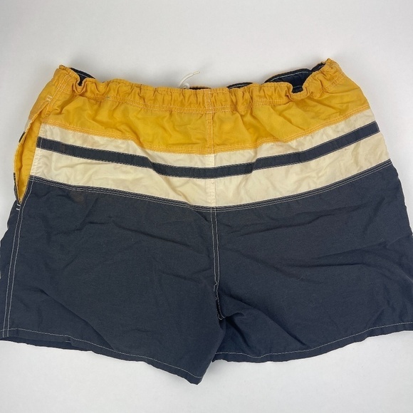 Sand N Sun Swim Trunks Mens Large 36/38 Yellow Blue Striped - Picture 7 of 8